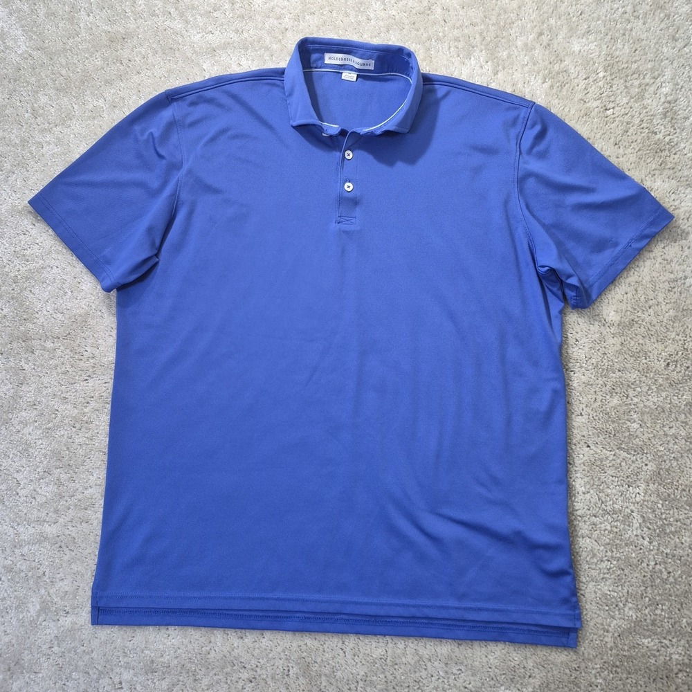 Holderness & Bourne Polo Shirt Mens XL Blue The Macdonald Jonathans Landing Golf